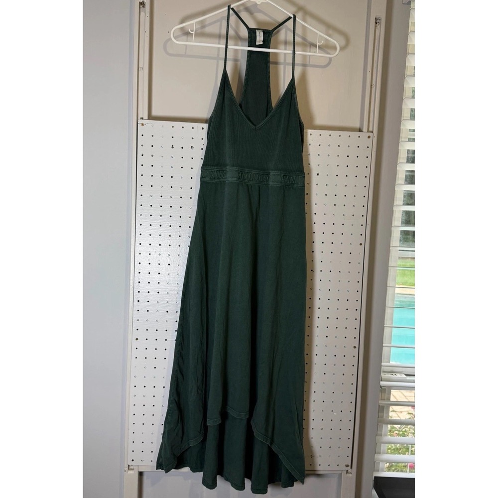 Anthropologie Daily Practice Maxi Dress Women's Size XS Green Spaghetti Straps‎
